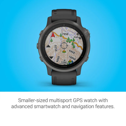 Garmin - f?nix 6S Sapphire GPS 30mm  - Carbon Gray with Black Silicone Band - 010-02159-24