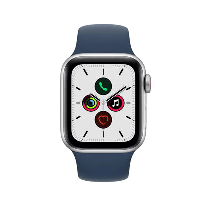 Apple Watch SE (1st Generation GPS) 44mm Silver Aluminum Case with Abyss Blue Sport Band - MKQ43LL/A