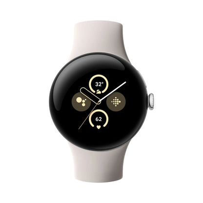 Google - Pixel Watch 2 Polished Silver Aluminum Case Smartwatch with Porcelain Active Band - Wi-Fi - GA05031-US