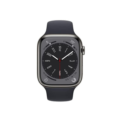 Apple Watche Series 8 GPS+Cell 45mm Stainless Steel - Midnight Sport Band - M/L - MNW23LL/A