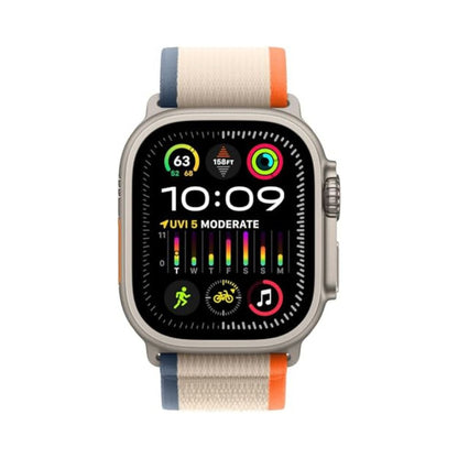 Apple Watch Ultra 2 GPS + Cell 49mm Titanium Case with Orange/Beige Trail Loop - S/M - MRF13LW/A
