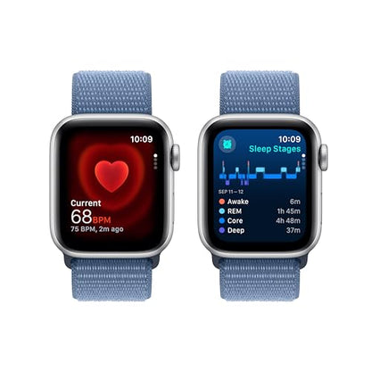 Apple Watch SE 2nd Generation (GPS) 40mm Silver Aluminum Case with Winter Blue Sport Loop - MRE33LL/A
