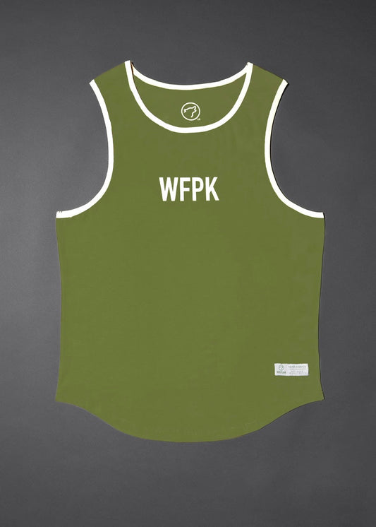 Men's Performance Tank Moss Green W/ Off White Border (SALE)