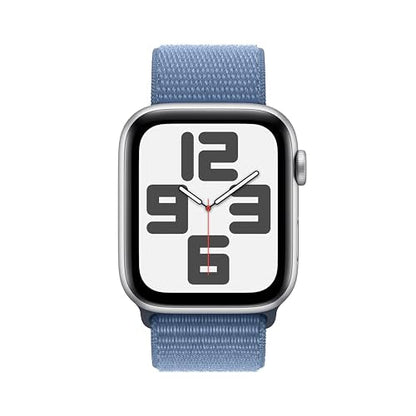 Apple Watch SE 2nd Gen GPS 44mm Silver Aluminum Case Blue Sport Loop - MREF3LL/A