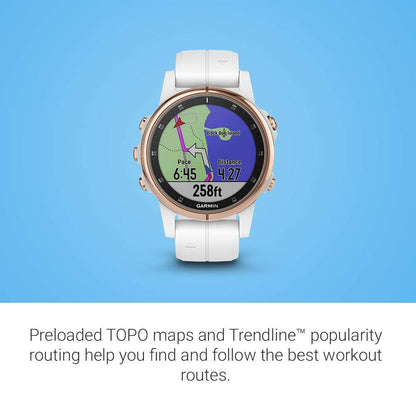 Garmin - f?nix 5S Plus Sapphire - Carrara White/Rose Gold - 010-01987-06