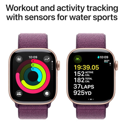 Apple Watch Series 10 (GPS+Cellular) 42mm Rose Gold Aluminum Case with Plum Sport Loop Band - MWXC3LW/A