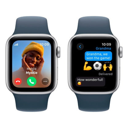 Apple Watch SE 2nd Gen (GPS+Cell) ? 40mm Silver Aluminum Case with Storm Blue Sport Band (M/L) ? MRGL3LL/A (2022)