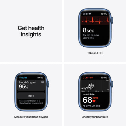 Apple Watch Series 7 (GPS, 45mm) Blue Aluminum Case with Abyss Blue Sport Band - MKN83LL/A