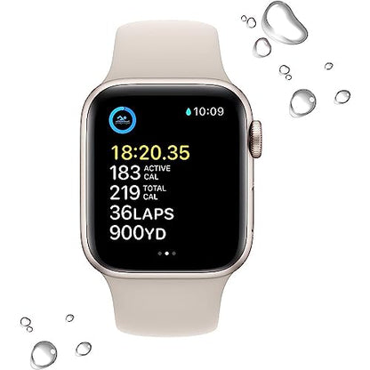 Apple Watch SE 2nd Gen GPS+Cel 44MM Aluminum Case Starlight Sport Band Starlight - MNTX3LL/A