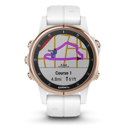 Garmin - f?nix 5S Plus Sapphire - Carrara White/Rose Gold - 010-01987-06