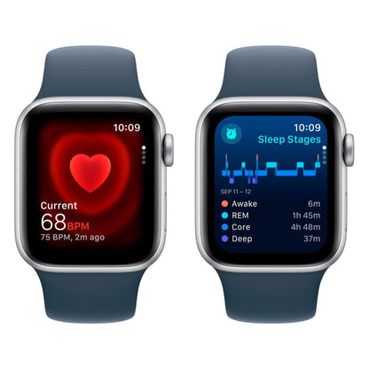 Apple Watch SE 2nd Gen (GPS+Cell) ? 40mm Silver Aluminum Case with Storm Blue Sport Band (M/L) ? MRGL3LL/A (2022)