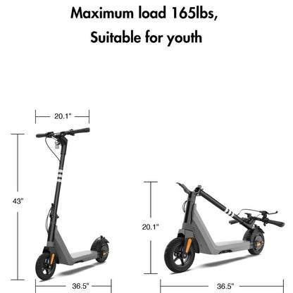 OKAI Zippy ES51 Lightweight & Foldable Electric Scooter W/10.8-Miles Max-Speed Range & 15Mph Max Speed - Gray