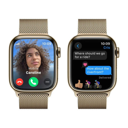 Apple Watch Series 9 (GPS+Cell) 41mm Case w/ Gold Milanese Loop - MRJ73LW/A