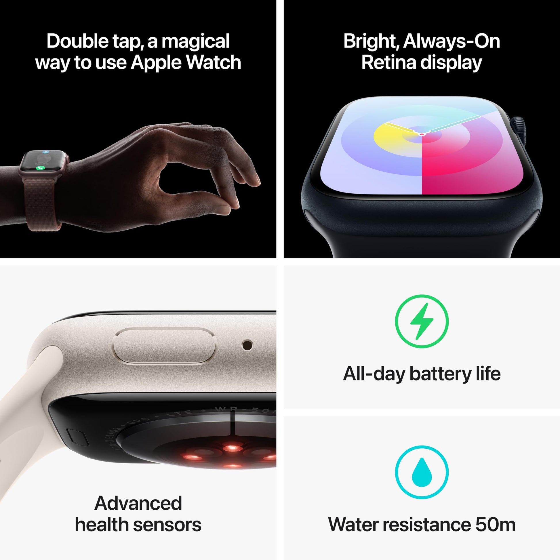 Apple Watch Series 9 (GPS + Cellular) 41mm Silver Aluminum Case with Storm Blue Band - M/L - MRHW3LL/A
