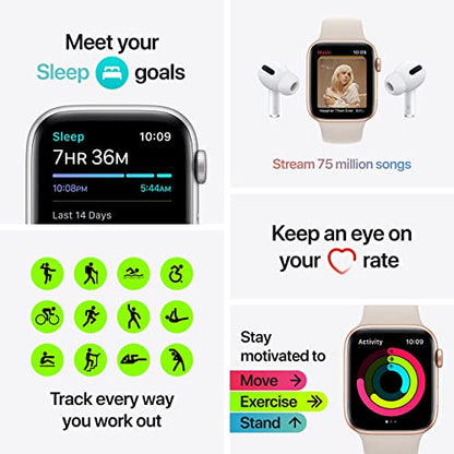 Apple Watch SE (GPS + Cellular, 44mm) Space Gray Aluminum Case with Tornado/Grey Sport Loop - MKRT3LL/A