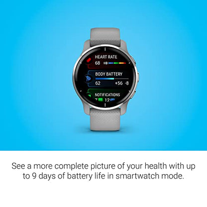 Garmin Venu 2 Plus GPS Smartwatch 43 mm Silver with Gray Band - 010-02496-00