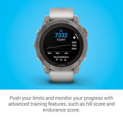 Garmin - fenix 7 Pro Sapphire Solar GPS Smartwatch 47 mm Fiber-reinforced polymer - Fog Gray/Ember Orange/Titanium - 010-02777-20