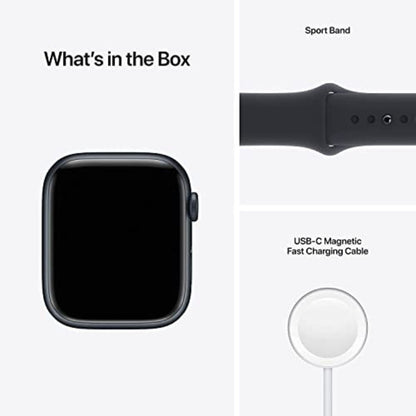 Apple Watch Series 7 (GPS, 45mm) Midnight Aluminum Case with Midnight Sport Band, Regular - MKN53LL/A