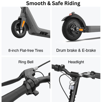 OKAI Zippy ES51 Lightweight & Foldable Electric Scooter W/10.8-Miles Max-Speed Range & 15Mph Max Speed - Gray