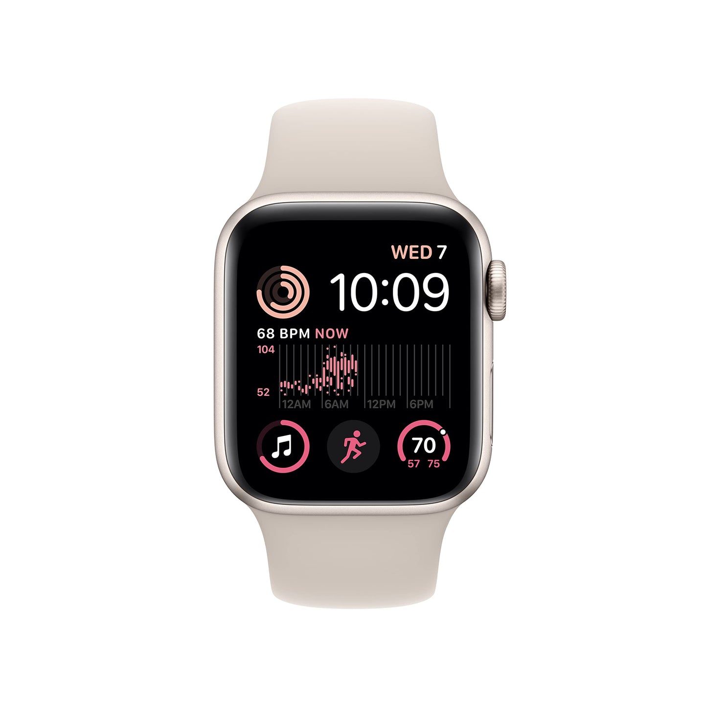 Apple Watch SE 2nd Gen GPS, 40mm Starlight Aluminum Case with Sport Band, M/L - MRG03LL/A