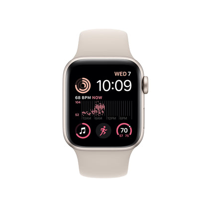 Apple Watch SE 2nd Gen GPS, 40mm Starlight Aluminum Case with Sport Band, M/L - MRG03LL/A