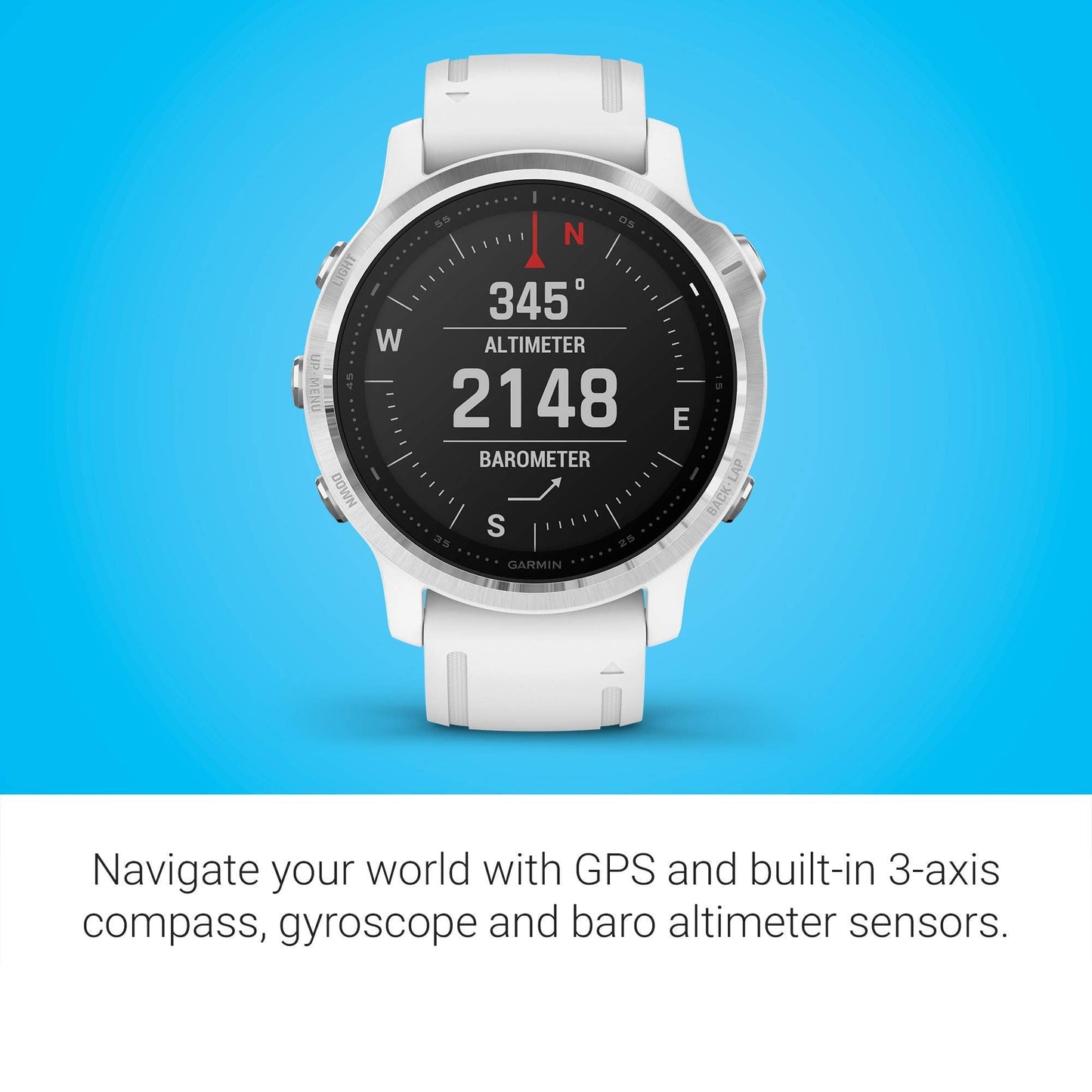 Garmin fenix 6S Smartwatch 42mm Polymer -White with White Silicone Band - 010-02159-00