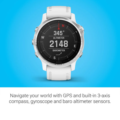 Garmin fenix 6S Smartwatch 42mm Polymer -White with White Silicone Band - 010-02159-00