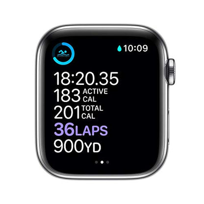 Apple Watch Series 6 (GPS+Cellular) 44mm Stainless Steel w/White Sports Band - M07L3LL/A