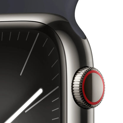 Apple Watch Series 9 (GPS + Cellular) 45mm Graphite Stainless Steel Case with Midnight Sport Band - S/M - MRMV3LL/A