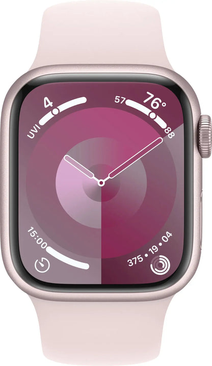 Apple Watch Series 9 (GPS+Cell) 41mm Pink Aluminum Case w/ Light Pink Sport Band - S/M
