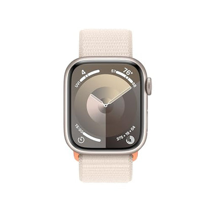 Apple Watch Series 9 (GPS + Cellular) 41mm Aluminum Case with Starlight Sport Loop - Adj - Starlight - MRHQ3LL/A