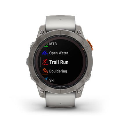 Garmin - fenix 7 Pro Sapphire Solar GPS Smartwatch 47 mm Fiber-reinforced polymer - Fog Gray/Ember Orange/Titanium - 010-02777-20
