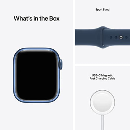 Apple Watch Series 7 (GPS) 41MM Aluminum Case w/Abyss Blue Sport Band - Blue - MKN13LL/A