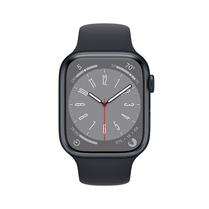 Apple Watch Series 8 - GPS 45mm - Midnight Aluminum Case w Midnight Sport Band - S/M - MNUJ3LL/A