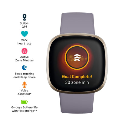 Fitbit - Versa 3 Fitness Smartwatch - Thistle/Gold - FB511GLGY