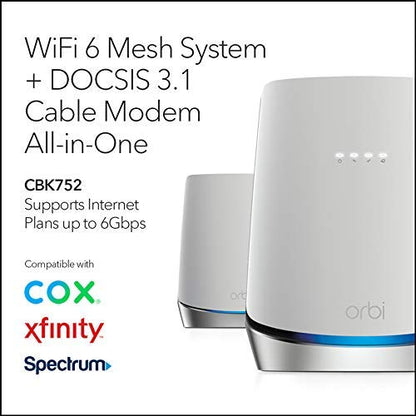 Netgear CBK752-100NAR Orbi AX4200 Wireless Tri-Band Mesh Wi-Fi System, 1 Router + 1 Satellite
