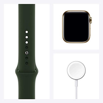 Apple Watch Series 6 (GPS + Cel) 40mm Gold SS Case with Cyprus Green Sport Band - M02W3LL/A