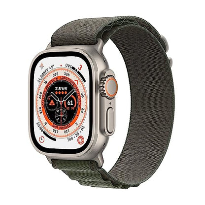 Apple Watch Ultra [GPS + Cellular 49mm] Titanium Case with Green Alpine Loop, Large - MQEX3LL/A
