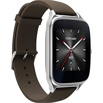 ASUS - ZenWatch 2  Smartwatch Stainless Steel plate w/ Brown band - WI501Q-1B-GB2