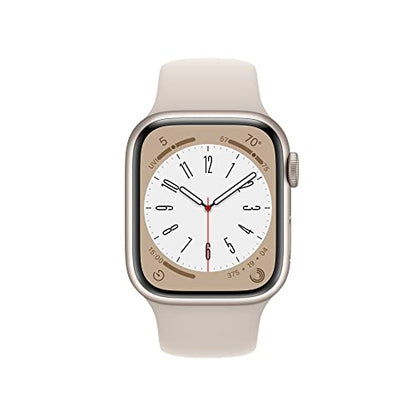 Apple Watch Series 8 (GPS) 41mm Aluminum Case with Starlight Sport Band - S/M - Starlight - MNU93LL/A