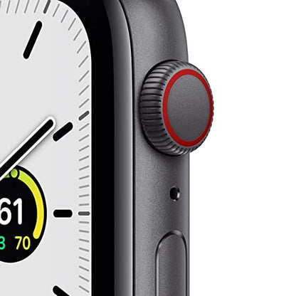Apple Watch SE (GPS + Cellular, 44mm) Space Gray Aluminum Case with Tornado/Grey Sport Loop - MKRT3LL/A