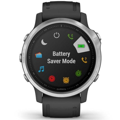 Garmin f?nix 6S GPS Smartwatch 30mm - Silver w/ Black Silicone Band - 010-02159-01