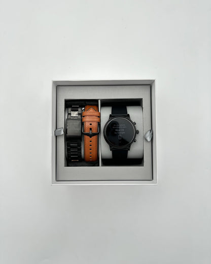 Fossil Gen 5 The Carlyle 44mm Black Stainless Steel WiFi Smartwatch Set w/ 3 Bands