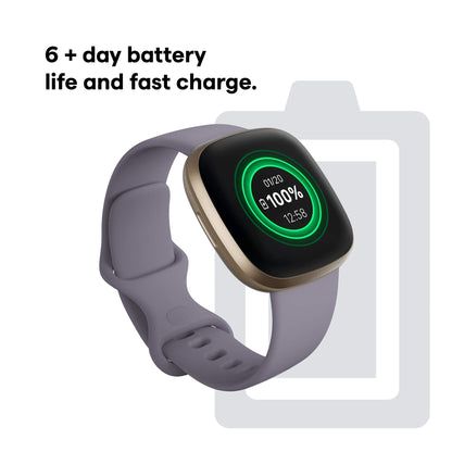 Fitbit - Versa 3 Fitness Smartwatch - Thistle/Gold - FB511GLGY