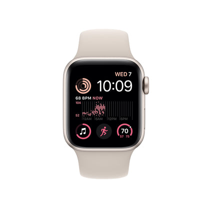 Apple Watch SE (2nd Gen) (GPS + Cellular, 40mm) - Starlight Aluminum Case with Starlight Sport Band, M/L - MNTL3LL/A