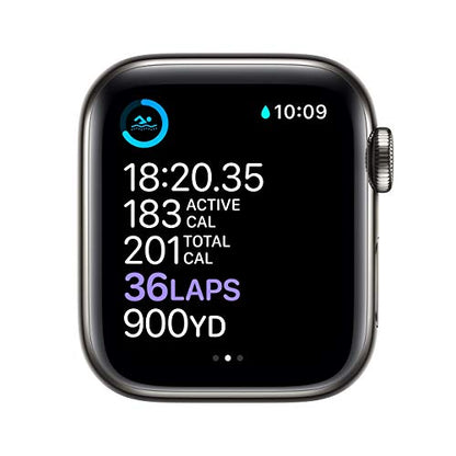 Apple Watch Series 6 40mm GPS+Cellular - Graphite Stainless Steel with Black Sport Band - M02Y3LL/A