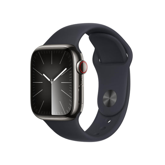 Apple Watch 9 (GPS+Cell) 41mm Stainless Steel Case with Sport Band - Graphite