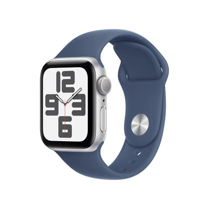 Apple Watch SE 2nd Generation (GPS) 40mm Aluminum Case with Denim Sport Band - S/M - Silver - (2024) - MXEC3LL/A