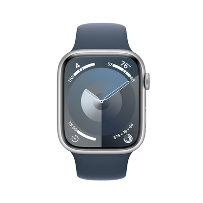 Apple Watch Series 9 (GPS) 45mm Aluminum Case with Winter Blue Sport Loop - Adj -Silver - MR9F3LL/A