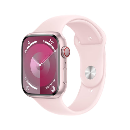 Apple Watch Series 9 (GPS + Cellular) 45mm Aluminum Case with Light Pink Sport Band - S/M - Pink - MRMK3LL/A